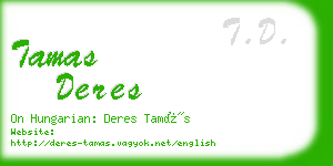 tamas deres business card